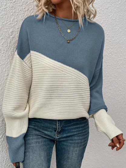 Women's Knitted Jumper Autumn Two-Tone Trendy