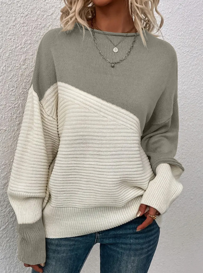 Women's Knitted Jumper Autumn Two-Tone Trendy