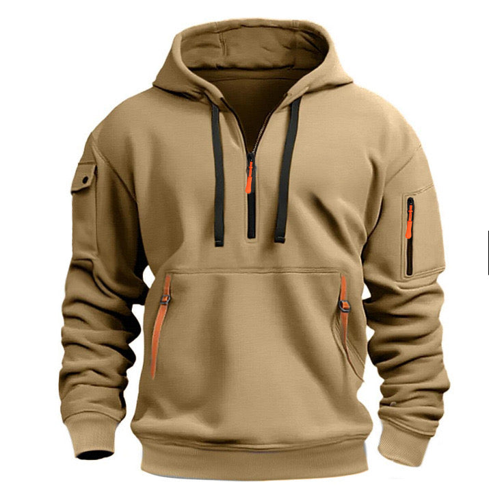 Men's Hooded Sweatshirt Pockets Sporty