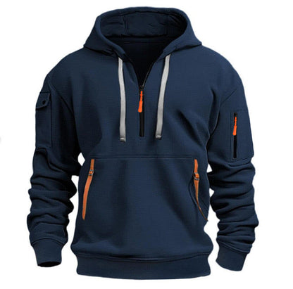 Men's Hooded Sweatshirt Pockets Sporty