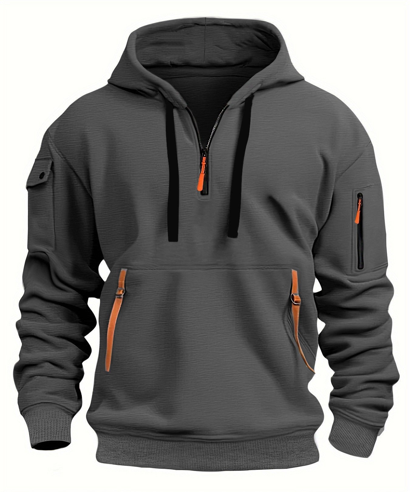 Men's Hooded Sweatshirt Pockets Sporty