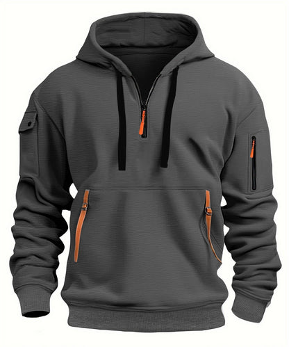 Men's Hooded Sweatshirt Pockets Sporty