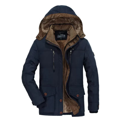 Men's Winter Jacket Insulated with Hood and Reinforcement