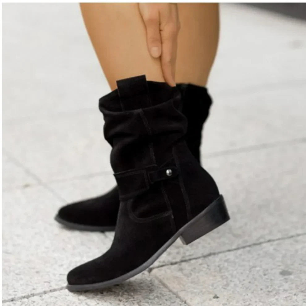 Leather Boots Women Narrow Straps Chic
