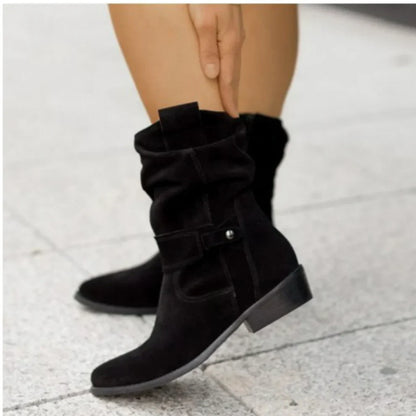 Leather Boots Women Narrow Straps Chic