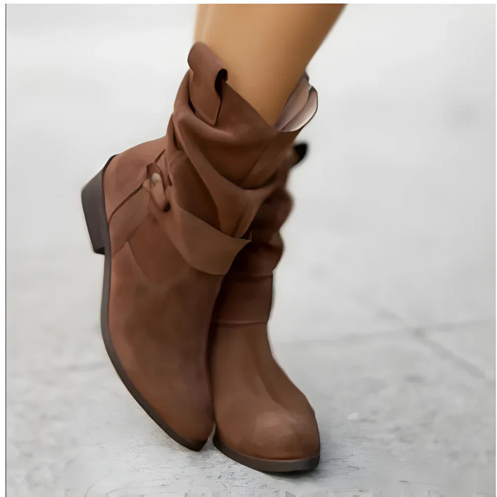 Leather Boots Women Narrow Straps Chic