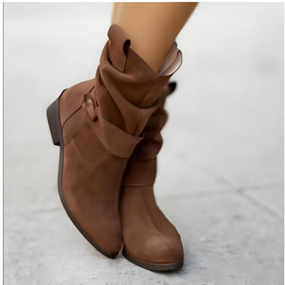 Leather Boots Women Narrow Straps Chic