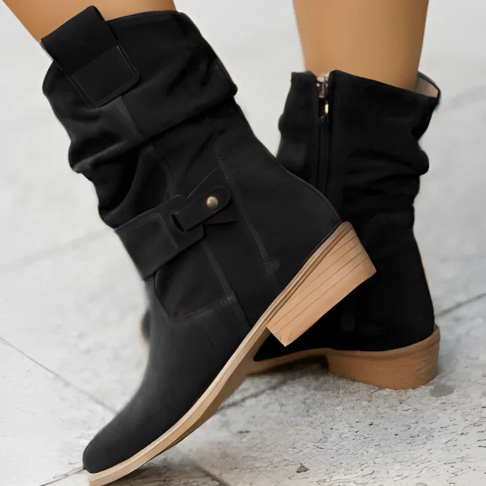 Leather Boots Women Narrow Straps Chic