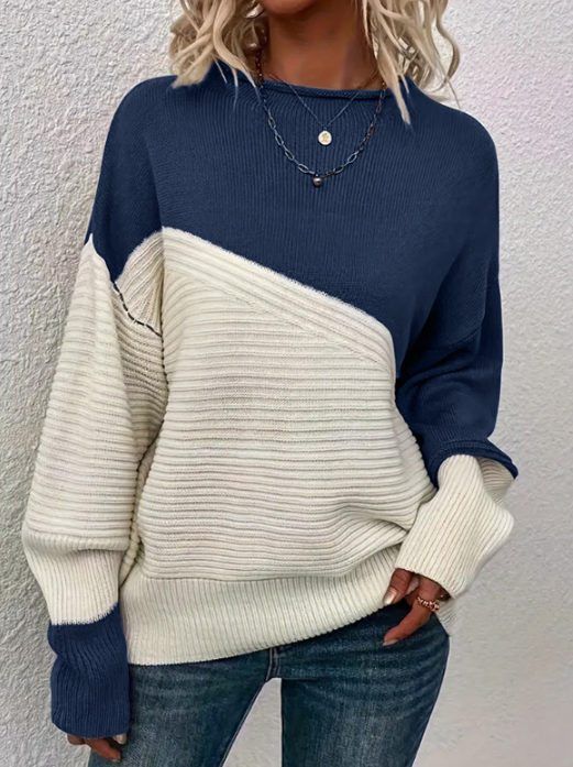 Women's Knitted Jumper Autumn Two-Tone Trendy