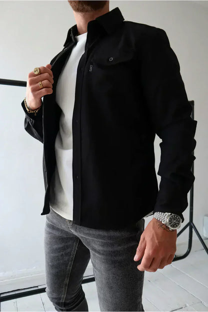 Men's Cotton Overshirt Button Placket Modern