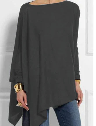 Wide Tunic Oversized Knit Long Sleeves Asymmetrical