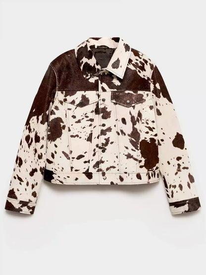Women's Jacket Modern Contrast Pattern Short