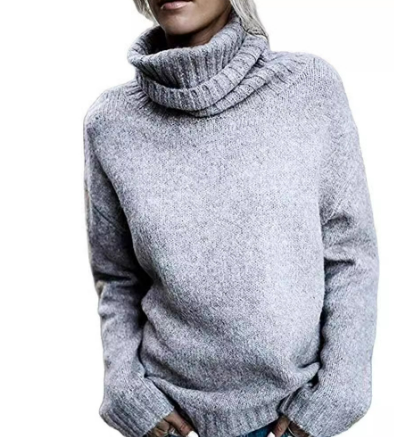 Soft Turtleneck Sweater Grey Oversized Cashmere Winter