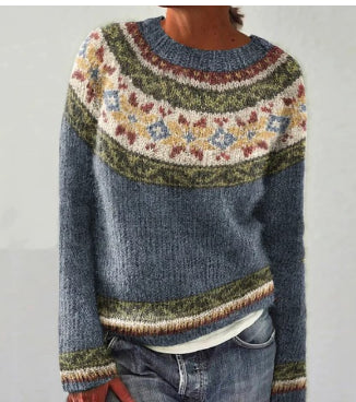 Women's Round Neck Knitted Sweater Classic Style