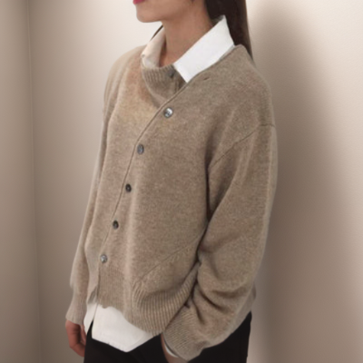 Elegant Cardigan Wool Blend Asymmetric Loose Fit