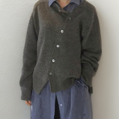 Elegant Cardigan Wool Blend Asymmetric Loose Fit