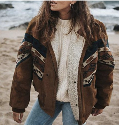 Boho Winter Coat Ethnic Pattern