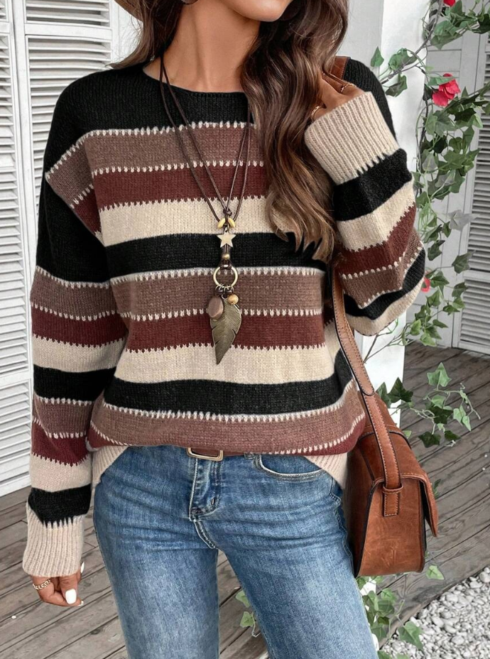 Women's Knitted Jumper Autumn Striped Warm