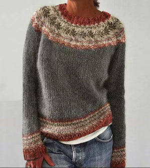 Women's Round Neck Knitted Sweater Classic Style
