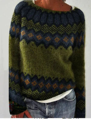 Women's Round Neck Knitted Sweater Classic Style