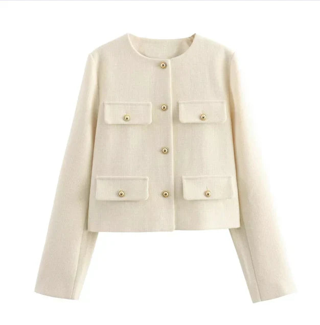 Elegant Women's Blazer Long-Sleeved Vintage Style