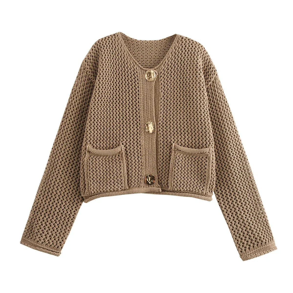 Autumn Cardigan Gold Buttons Women
