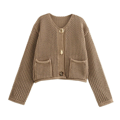 Autumn Cardigan Gold Buttons Women