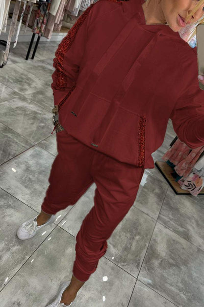 Women's Warm Hooded Sports Tracksuit for Autumn