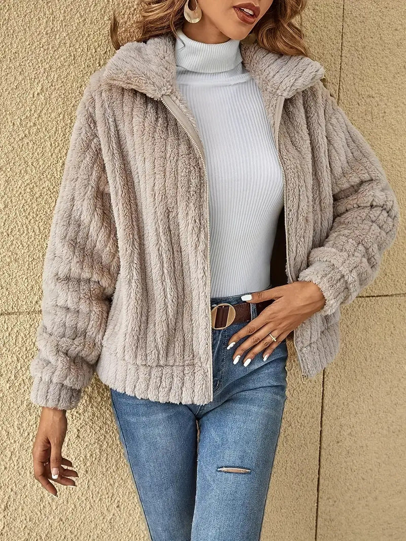 Damen Winterjacke Strukturiert Elegante Form - IdealeKleiden