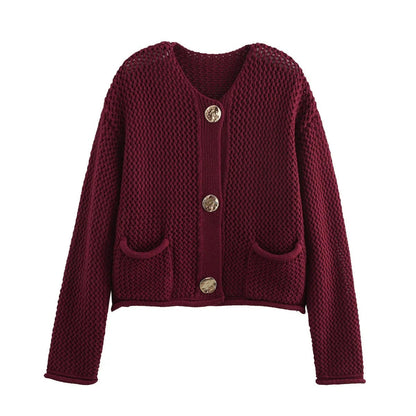 Autumn Cardigan Gold Buttons Women