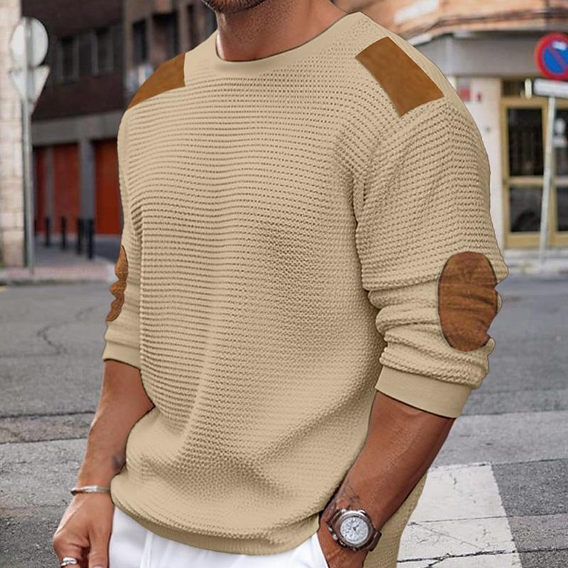 Elegant Dress | White Knit Sweater with Brown Leather Look