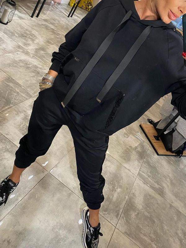 Women's Warm Hooded Sports Tracksuit for Autumn