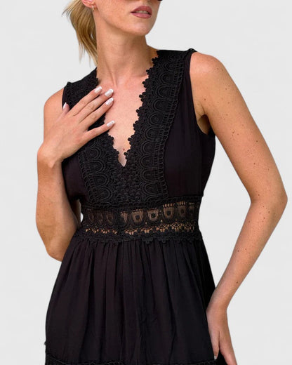 Women's Summer Dress V-Neck Lace Elegant