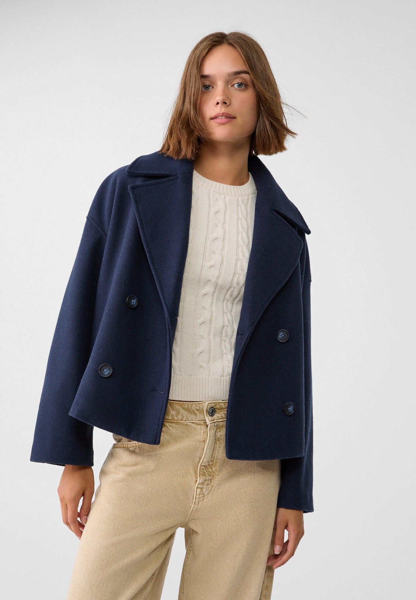 Short Women's Double-Breasted Elegant Winter Coat