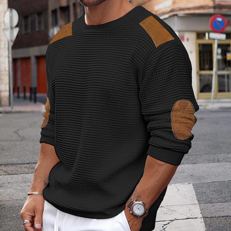 Elegant Dress | White Knit Sweater with Brown Leather Look