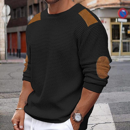 Elegant Dress | White Knit Sweater with Brown Leather Look