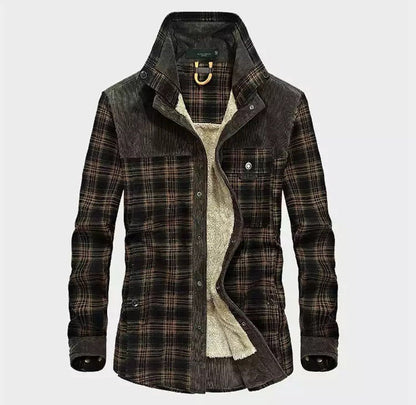 Men's Sherpa Jacket Plaid Pattern Warm Lined