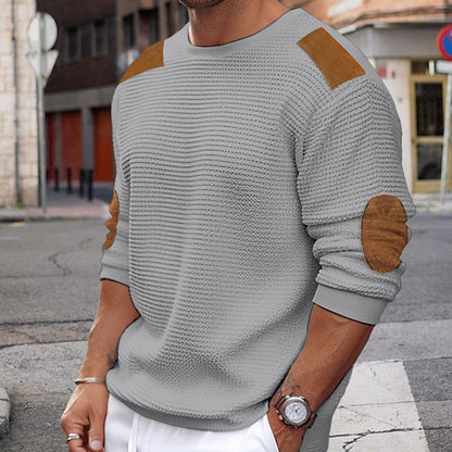 Elegant Dress | White Knit Sweater with Brown Leather Look