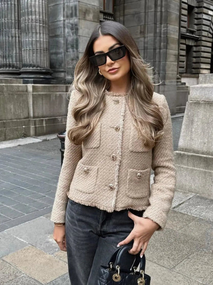 Stylish Ladies' Tweed Short Jacket