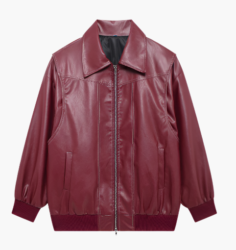 Fashionable Bomber Jacket Oversized Faux Leather Trendy Jacket Streetwear
