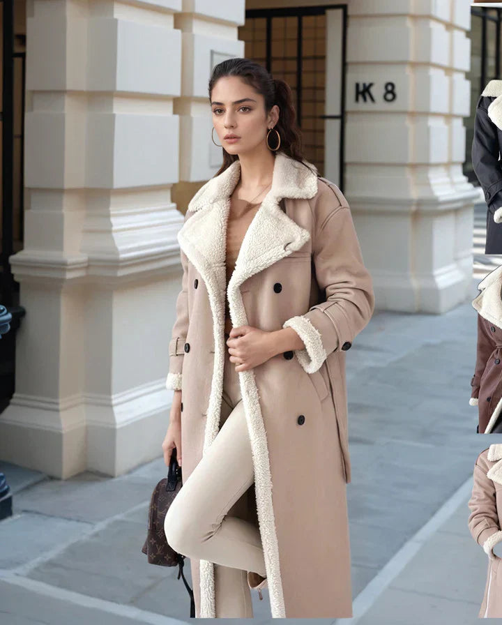 Women's Long Winter Coat Fleece Teddy Collar