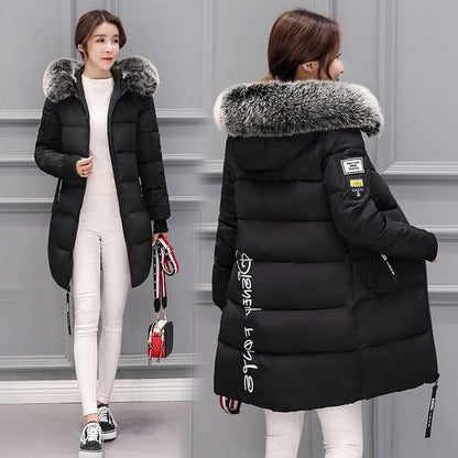 Elegant Women's High-Waisted Winter Coat with Fur Collar