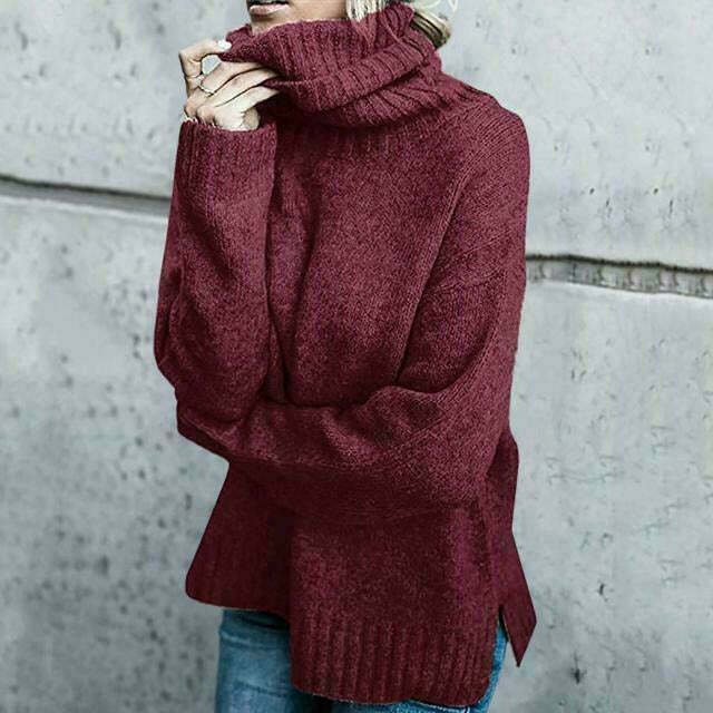 Women's Plus Size Knitted Turtleneck Sweater Autumn Model