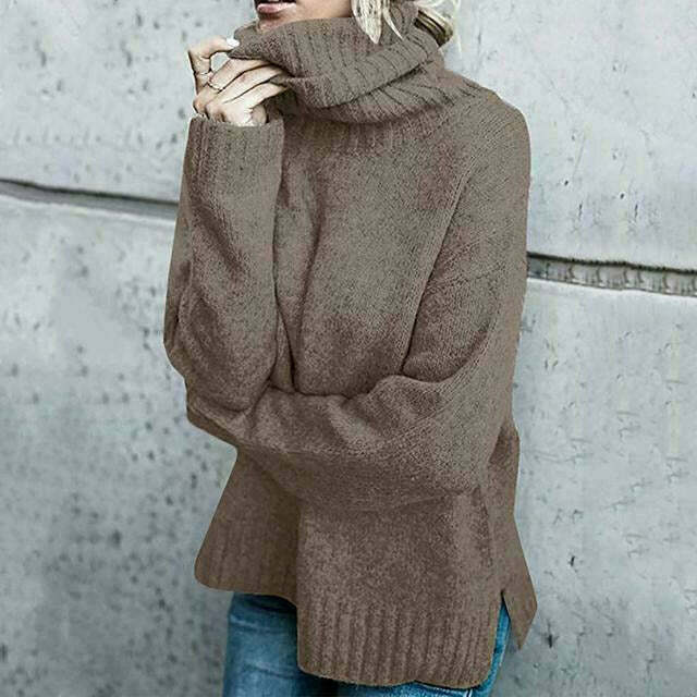 Women's Plus Size Knitted Turtleneck Sweater Autumn Model
