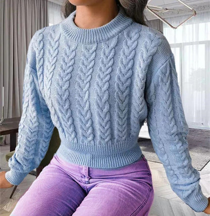 Elegante Strickkleid Klassisch Weich Zopf Muster