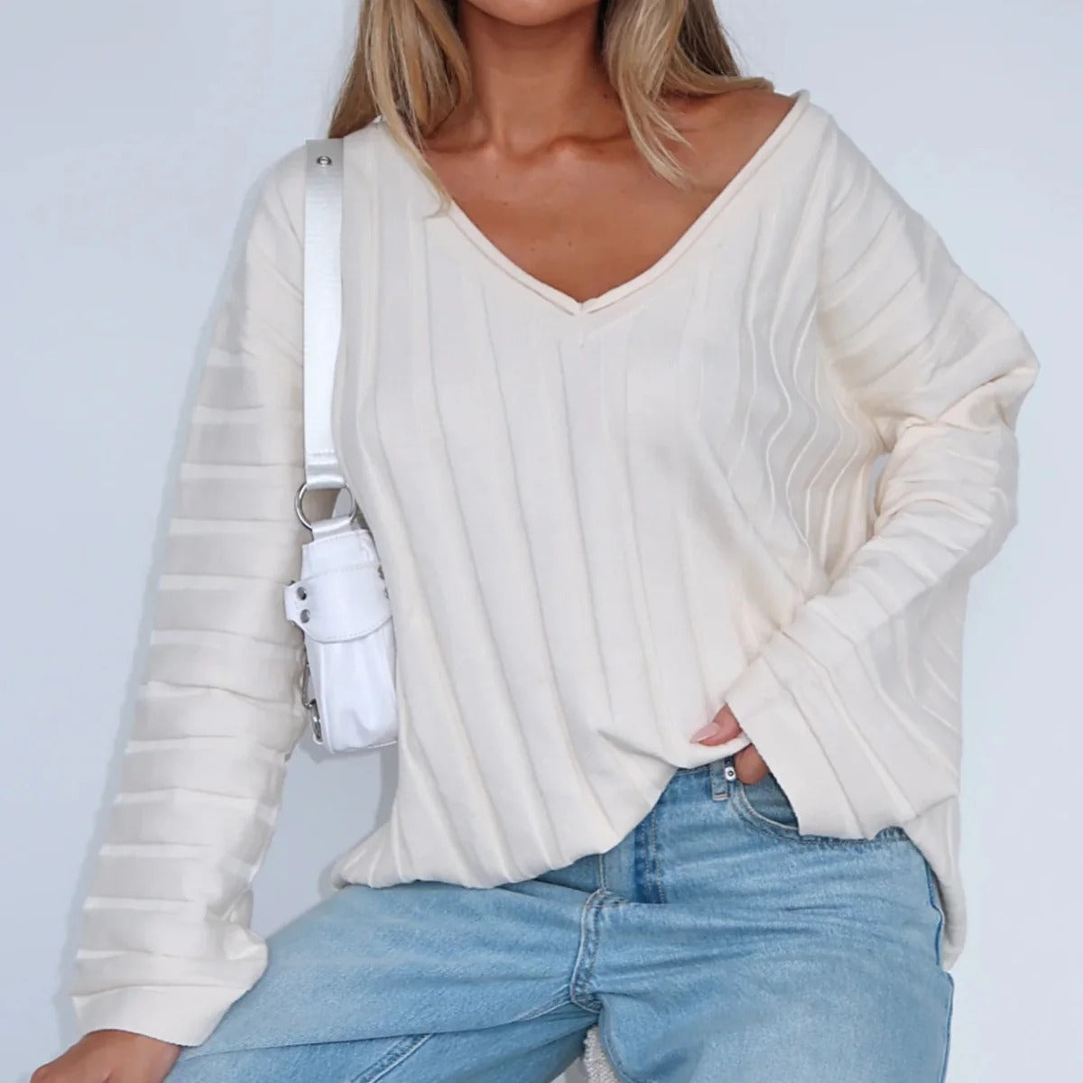 Women's Dress V-Neck SoftCurly Wool Blend