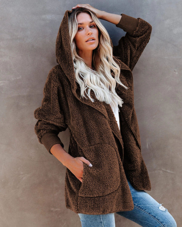 Comfortable Women's Plus Size Teddy Vest with Hood