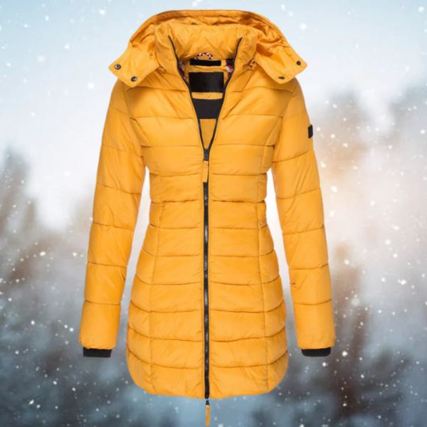 Women's Warm Puffer Jacket - Fitted Design - Water-Resistant - Detachable Hood