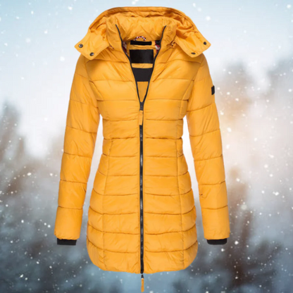 Women's Warm Puffer Jacket - Fitted Design - Water-Resistant - Detachable Hood