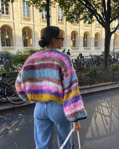Strickjacke Damen Cropped Wool Mischgewebe - IdealeKleiden